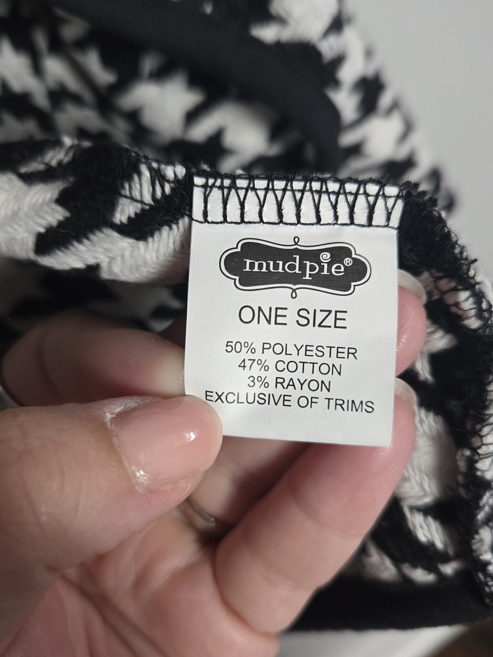 NWT Mud Pie Houndstooth Open Front Draped Waterfall Knit Vest Black White OS - Picture 5 of 5